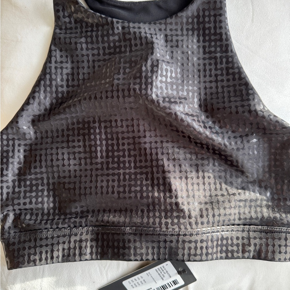 Peloton Black Geometric Crop sports bra